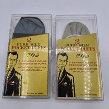 VINTAGE Pure Silk Pocket Square Set Mens Multi Color Hanky Lot 2 Packs