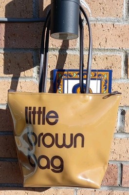 Bloomingdales New York Little Brown Tasche Vinyl PVC Small Tote Bag Original 2006