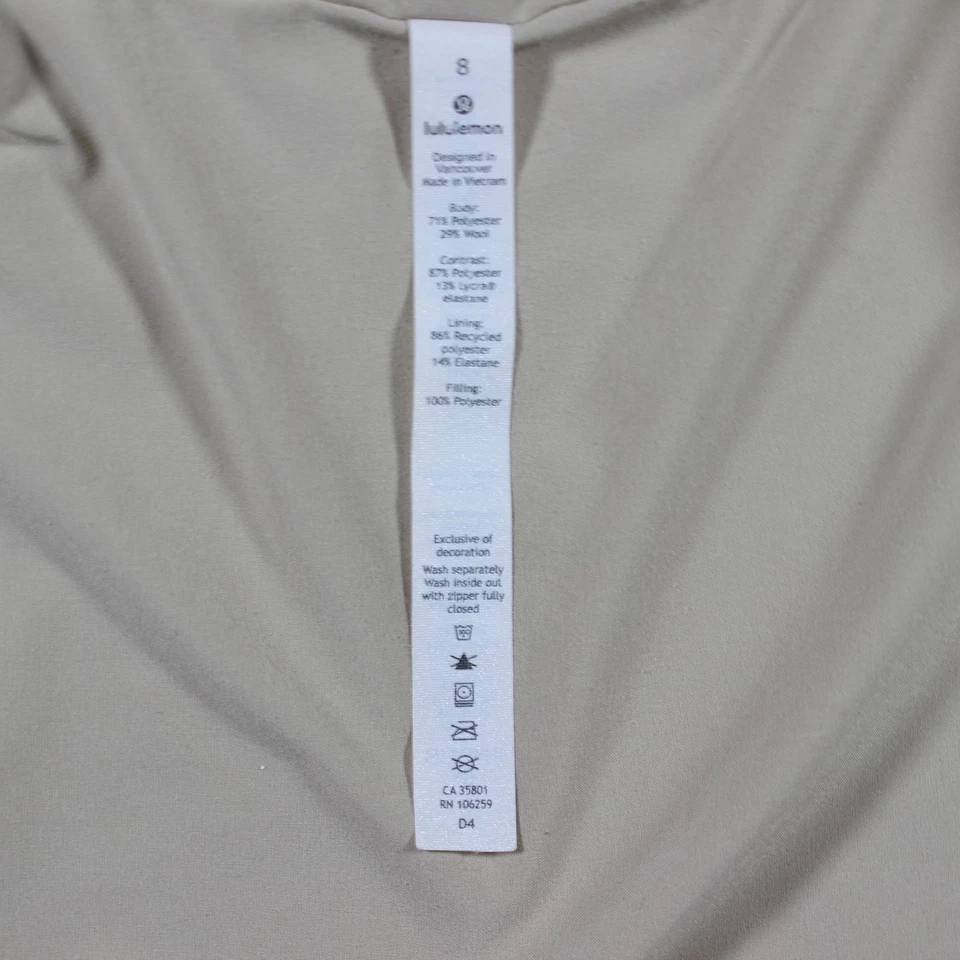 Chaqueta acolchada con capucha Lululemon Sherpa talla 8 beige crema abrigo polar de peluche Foto 4 de 4