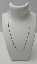 14 KT Yellow Gold Chain with 6 Gold Beds Ncklace 15" Italy