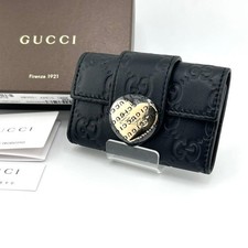 New unused Gucci key case 6 hooks GG Shima Lovely Heart black complete