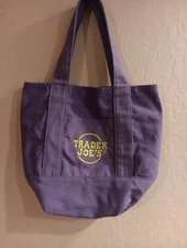 Limited Trader Joe's Mini Halloween Purple Canvas Tote Bag 