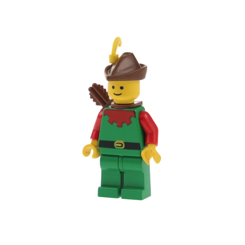 1x LEGO Mini Figurine Castle Forestman Green Red Quiver Hat Spring Yellow 6071