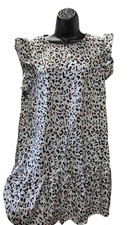 Shein Dress Long Shirt Leopard Print Ruffle Sleeve Sleeveless Flowy Womens XL