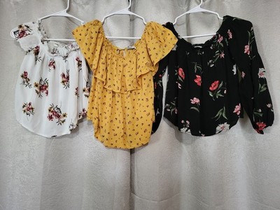 3 Juniors Off The Shoulder Shirts Tops Blouse Hollister Garage XS/S