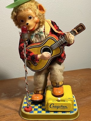 青*鳥様 ALPS ロックンロールモンキー 電動 ブリキ 稼働品 1950's Battery Operated Rock 'n' Roll Monkey ALPS Japan Tin Toy