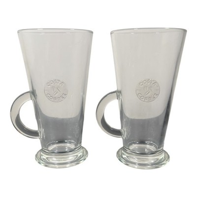 Costa Kaffeebohnen Design Logo x 2 14 cm große Latte Klarglas Gläser Paar 