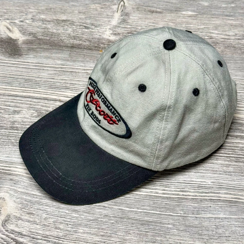 Boné vintage Scott Fly Rods chapéu Ouray roupa esportiva bege pai chapéu alça traseira - Imagem 3 de 4