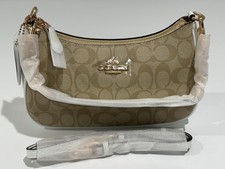 COACH Teri Shoulder Bag In Signature Canvas CA548 Gold/Sand/White - NWT