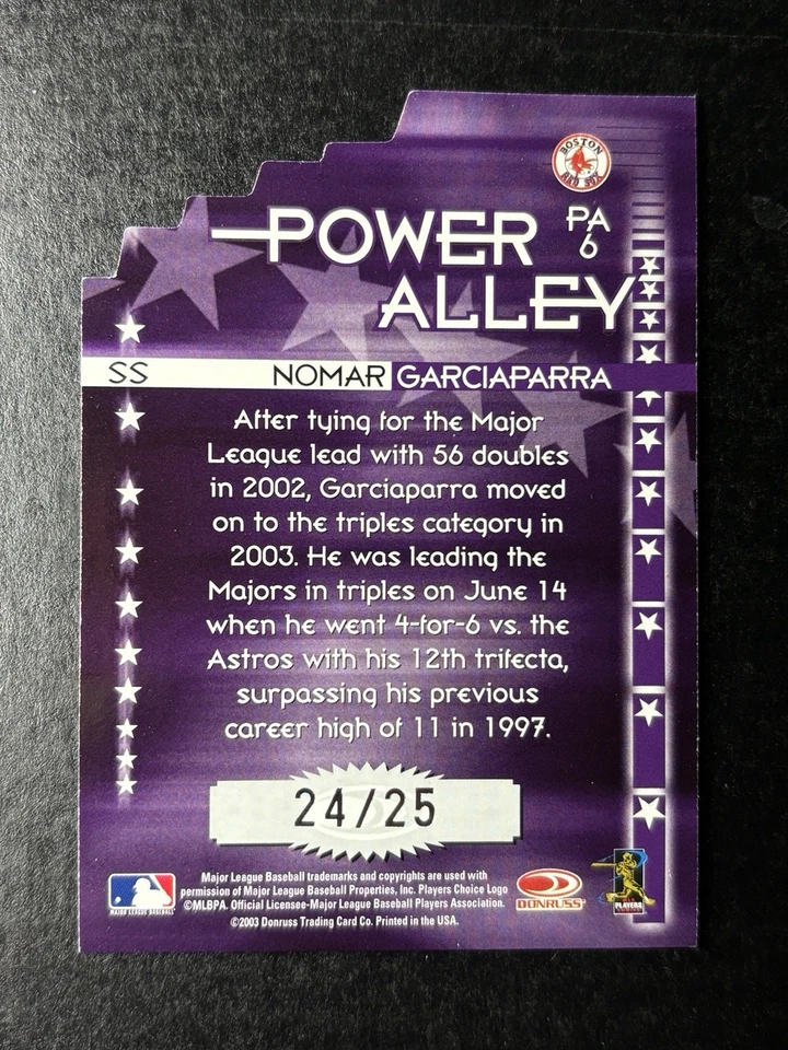 2004 Donruss Power Alley Nomar Garciaparra #PA6 Purple Die-Cut /250 - Image 2 of 2