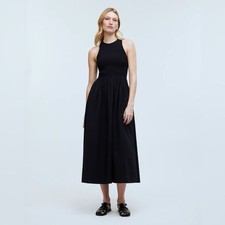 Madewell NWT The Melody Smocked Midi Dress Size XXS in True Black
