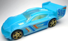 2014 HOT WHEELS TIME TRACKER #914 BLUE 1:64 DIECAST 3" RACE CAR W/ ORANGE & GOLD