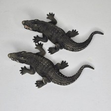 Schleich Pair Alligator Crocodile 7” Figurine 2007 Open Mouth Wildlife Retired 