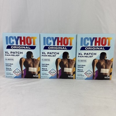 XL Icy Hot Patch Extra Large Back & Large Area 3 Patches X 3 Packs