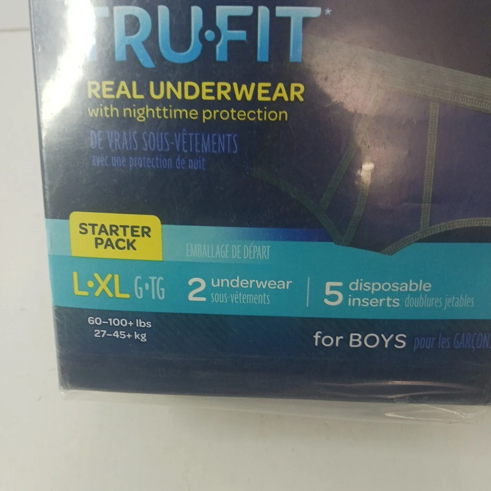 GoodNites Tru Fit Ropa Interior Real Niño L/XL Paquete de Inicio 2 Ropa Interior 5 Insertos Nuevo en Paquete Foto 2 de 4