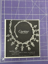 1958 PRINT AD CARTIER FINE JEWELRY FIFTH AVENUE NEW YORK SPARKLING ELEGANCE