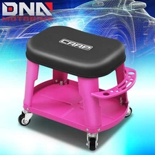 Removable Mechanic Stool Rolling Workshop Mobile Seat w/ Storage Tray Purple