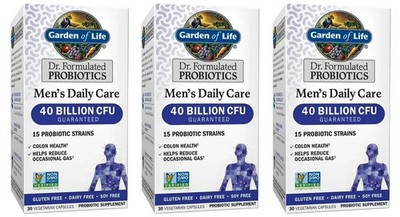 Pack 3 Garden of Life Dr. Formulated Men's Probiotics, 40 Billion CFU, 08/2026