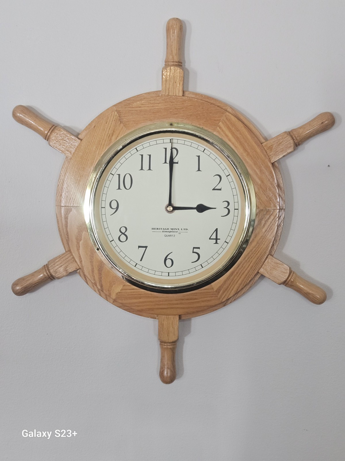 Heritage Mint LTD Wood Brass Wheel Clock Nautical Vintage Quartz