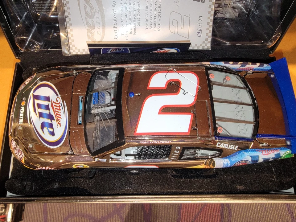 2012 Brad Keselowski #2 Miller Lite - 1:24th ELITE - Charger #4/24 WHITE GOLD - Image 4 of 4