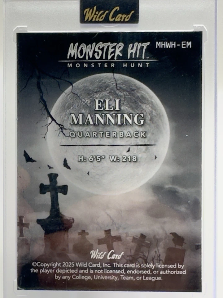 2025 Wild Card Haunted Hits Monster Hunt 1/1 Monster Hit Eli Manning Giants - Image 3 of 3