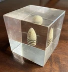Antique Civil War Bullet (Minié Ball) Encased in Clear Lucite Cube Display