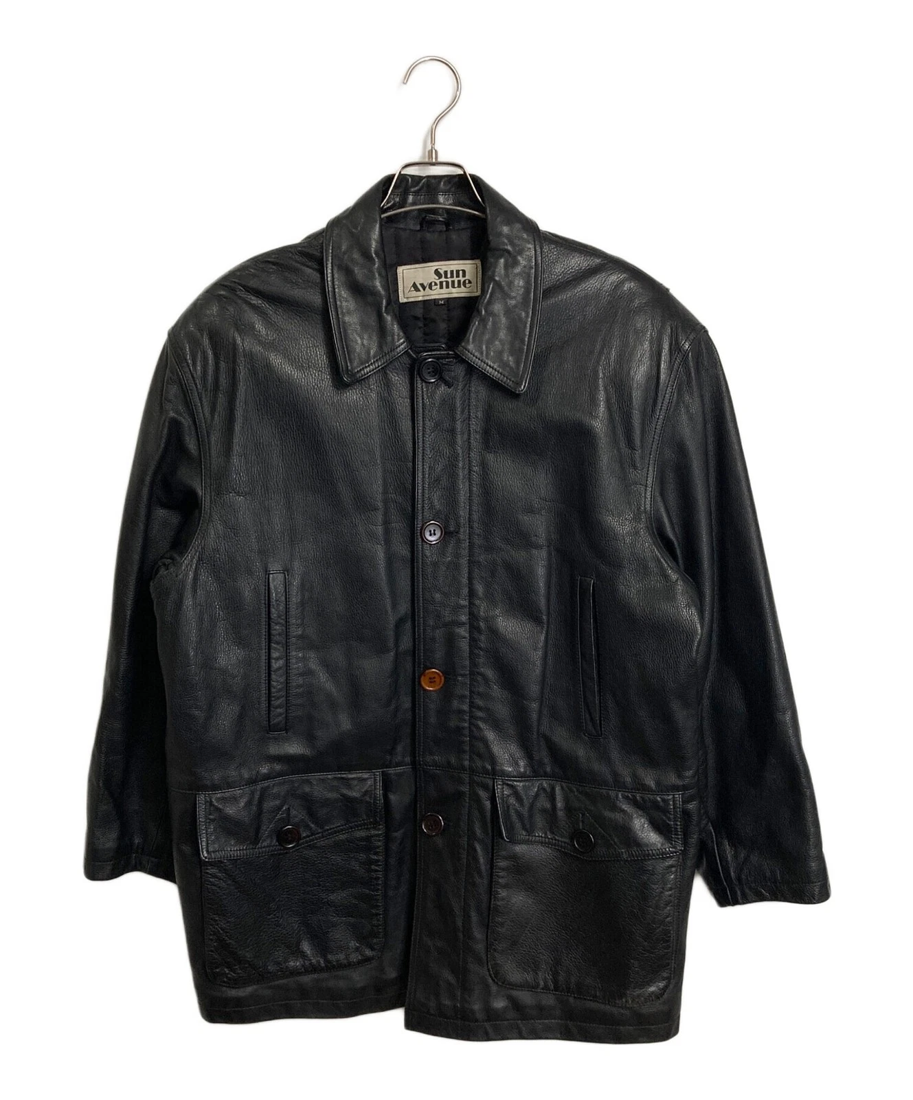sun avenue Leather Jacket Men's Size M Black - product detail image 1