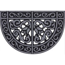 24x36 in. Charcoal Rubber Half Round Door Mat Non-Slip, Indoor/Outdoor