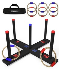 FLINGSPORT Ring Toss Game, Incl. 6 Rings, Case, Easter Gifts for Kids, Outdoor Y