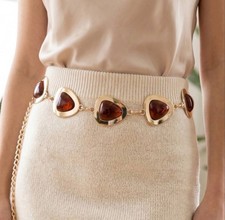 Gold Boho Triangle Concho Chain Belt Hippie Festival Business Casual Workwear