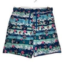 Bucc-ee's Beaver Character Hawaiian Swim Trunks Men's Size small Blue Tropical