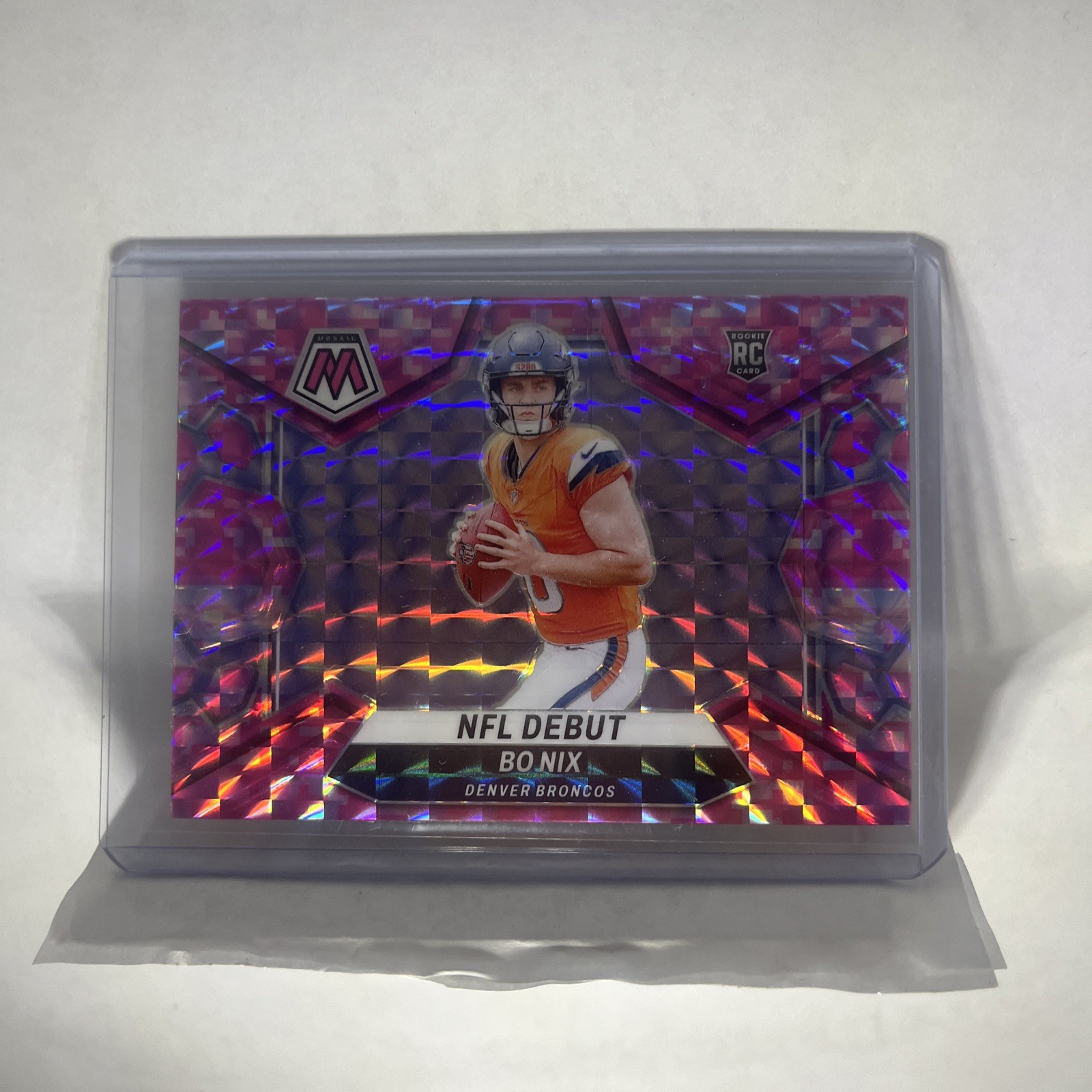 2024 Bo Nix Panini Mosaic Pink Camo Mosaic Prizm NFL Debut Rookie Denver Broncos