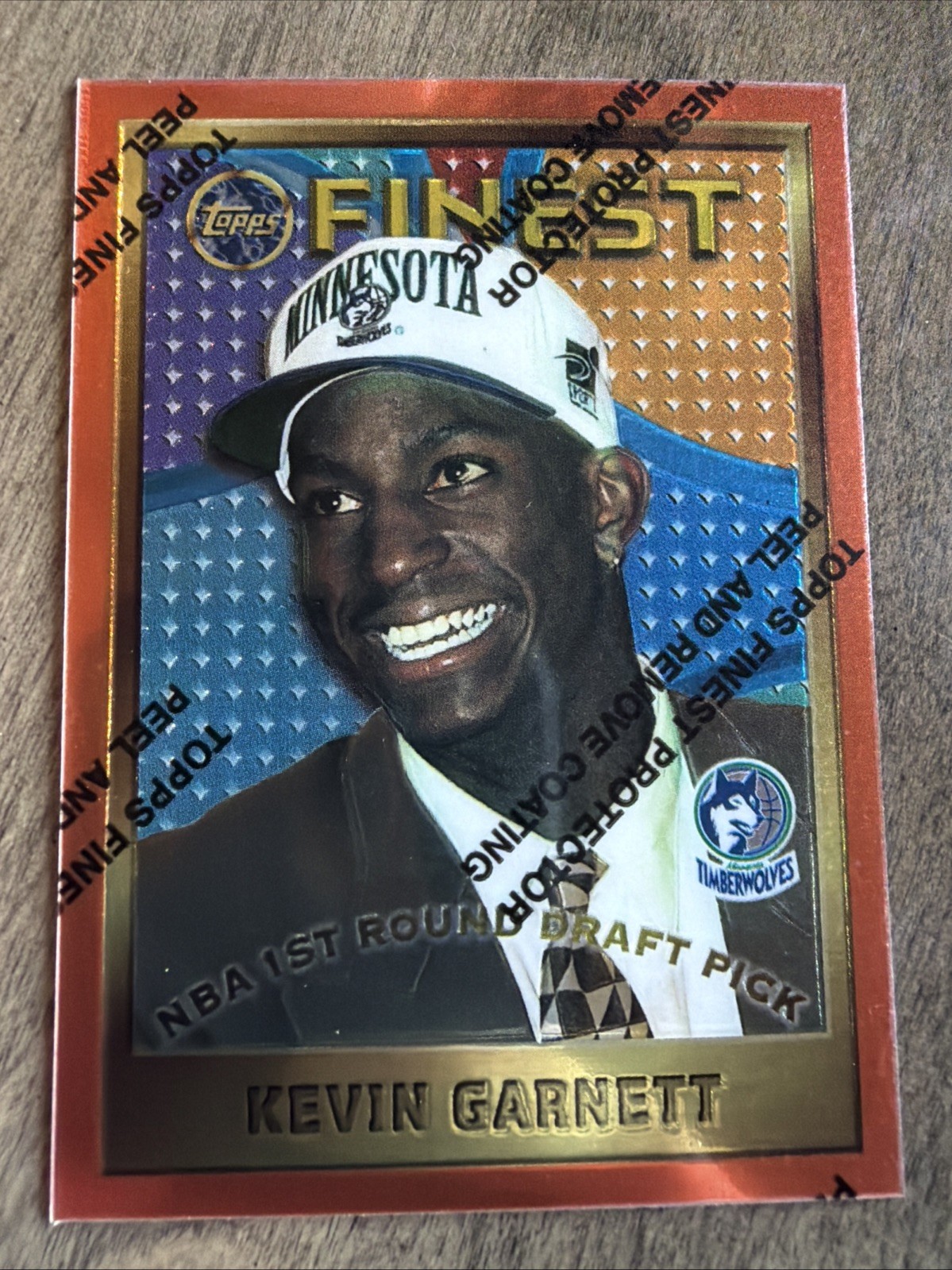 1995-96 Topps Finest Kevin Garnett Rookie #115 w/ Coating Minnesota RC HOF
