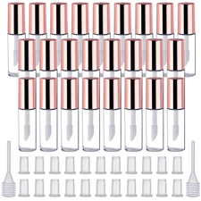 25 Pack Empty Lip Gloss Tubes Containers, Clear Mini Refillable Lip Balm Bottles