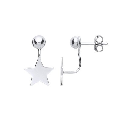 Silber Jewelco London wandelbare Stern Kugel Ohrhänger Jacke Ohrringe