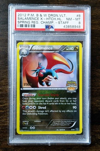 2012 Pokemon Dragon Vault Salamence Holo Spring Reg. Champ-Staff #8 PSA 8