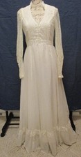 70s Gunne Sax Ivory Prairie Victorian Romantic w/Lace Wedding Wedding Dress S 13