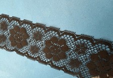 4 yards black Floral eyelash Poly Lace Non Stretch lace trim 3  