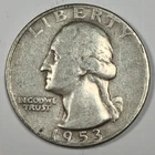 1953-D Washington Quarter - Fine (F) KM#164 90% Silver - WQ53DF