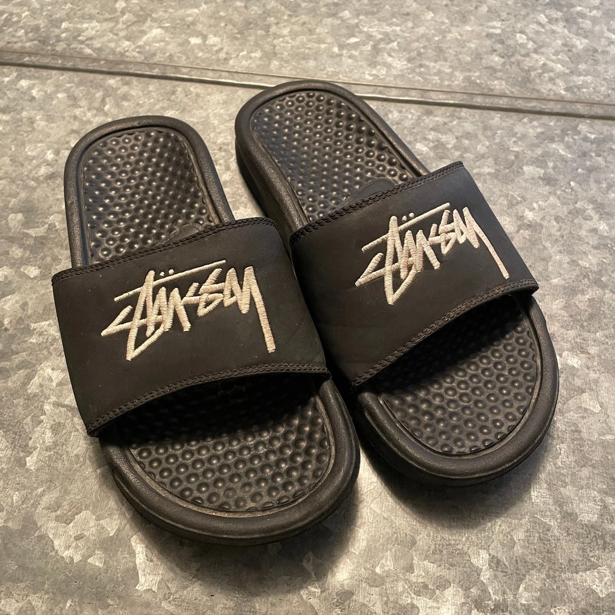 Stussy Slide Sandal Mens 4 Black White Streetwear 90s DC5239  display picture 3