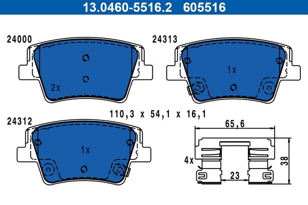 ATE BremsbelÄGe Bremsbelagsatz Hinten Passend FüR Hyundai Santa FE 4-image