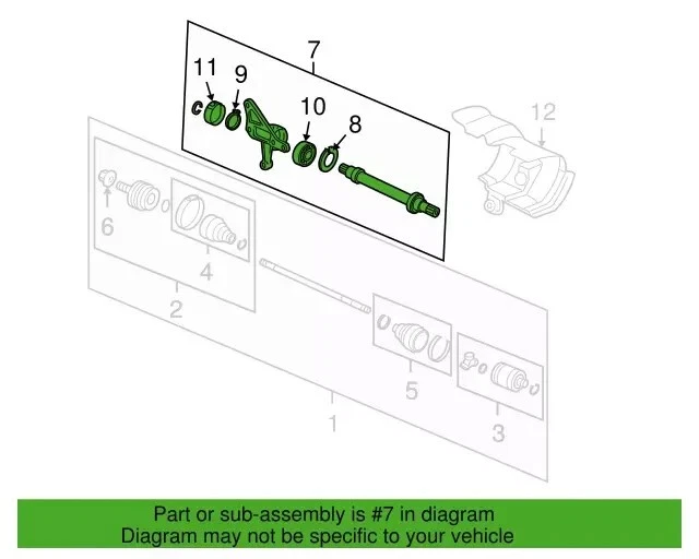 Eje intermedio CV 44500-SJK-J00 para Honda Pilot Odyssey 2005 2006 2007 3,5 L Foto 4 de 4