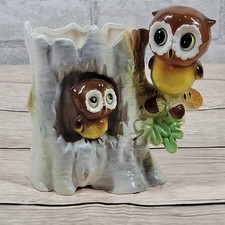 De colección Búho Familia Nido Bebé Mamá en Árbol Tronco Maceta Soporte Casa Día de la Madre
