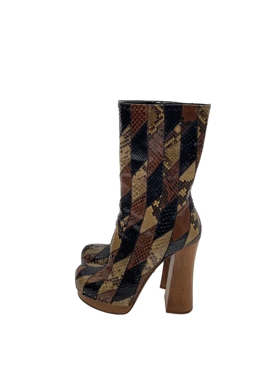 Prada Python Leather Patchwork Boots Long Boots 3… - image 1