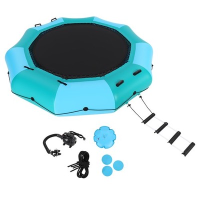 Garvee Inflatable Water Trampoline 15FT Floating Water Trampoline w/ Ladder Pump