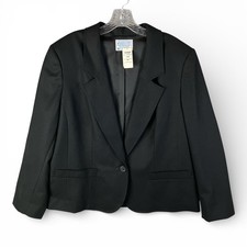 Vintage Pendleton Women  s Blazer Size 16W One Button Virgin Wool Made USA Black