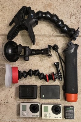 Go Pro Lot 2 GoPro Hero 3 & 3+  Plus Accessories.( AS IS FOR PARTS ONLY *READ* )