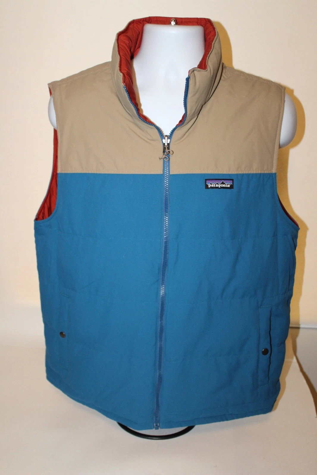 Patagonia Vest Mens Size L Down Puffer Reversible Insulated Hiking Outdoor Blue
