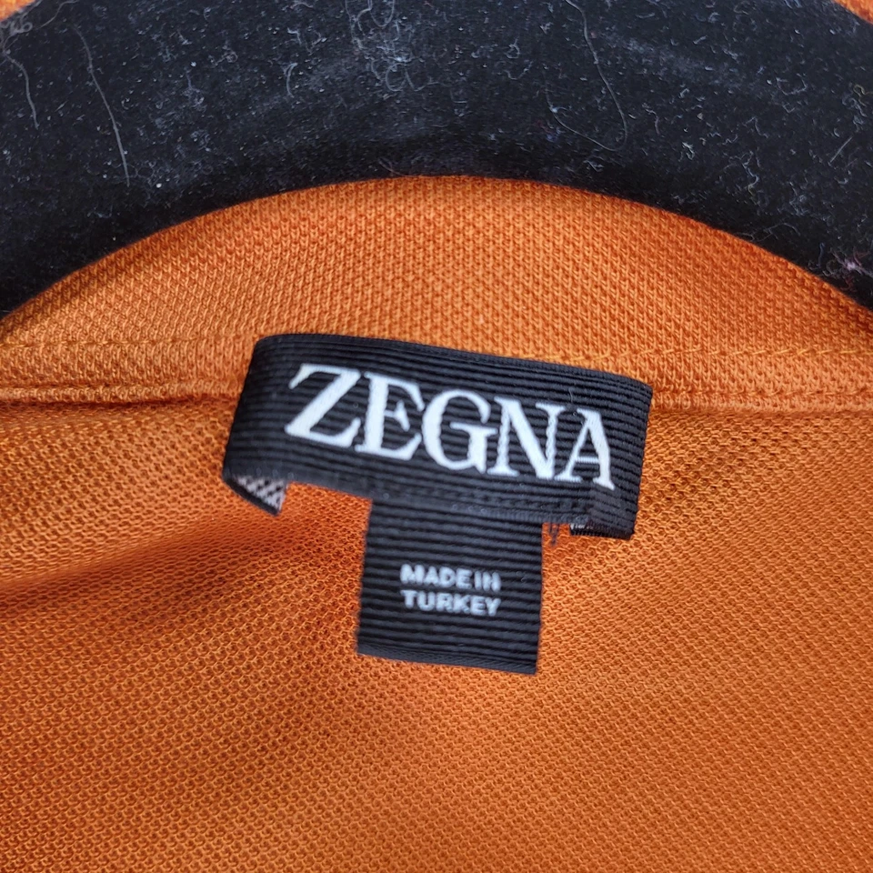 Camisa Polo Zegna Para Hombres 3XL Naranja Piqué Manga Corta Bolsillo Lujo Hecha en Turquía Foto 3 de 4