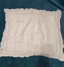 Pretty White Cotton Pillow Sham W Lace And Scallop Trim - Cottage style